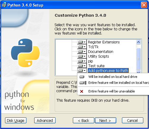Non dimenticare di aggiungere Python al Path
